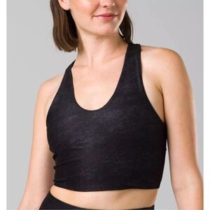 Prana Women's Momento Sandblast Crop Tank Sports Bra Black Dark Iron Medium NEW
